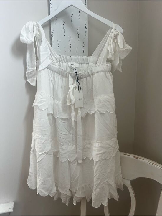 Mable Pants - Mable White Tiered Tie-Shoulder Romper